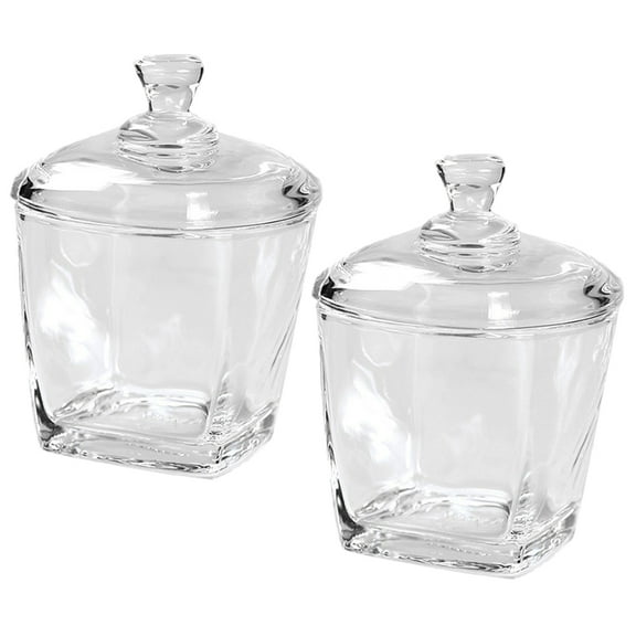 2 Pcs Glass Candy Jar Butter Small Glass Jar Glass Cookie Jar Glass Container with Lid Little Glass Jar