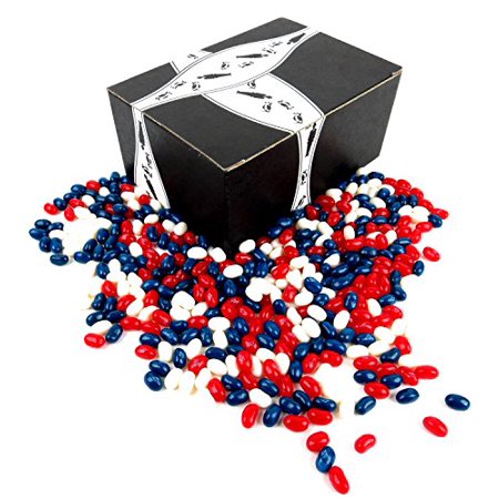 Patriotic Jelly Beans Variety: One 1 lb Bag of Assorted Red  White  and Blue Jelly Beans in a BlackTie Box
