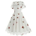 thumbnail image 1 of Été jusqu'à 65 % de Rabais Iumwxz Robe à Col Rond à Manches Courtes pour Femmes Robe en Tulle Tunique à Fermeture Éclair Robe de Princesse Robes à Imprimé de Fruits Robes d'Été pour Femmes Robe Habillée pour Porter à l'Extérieur, 1 of 6