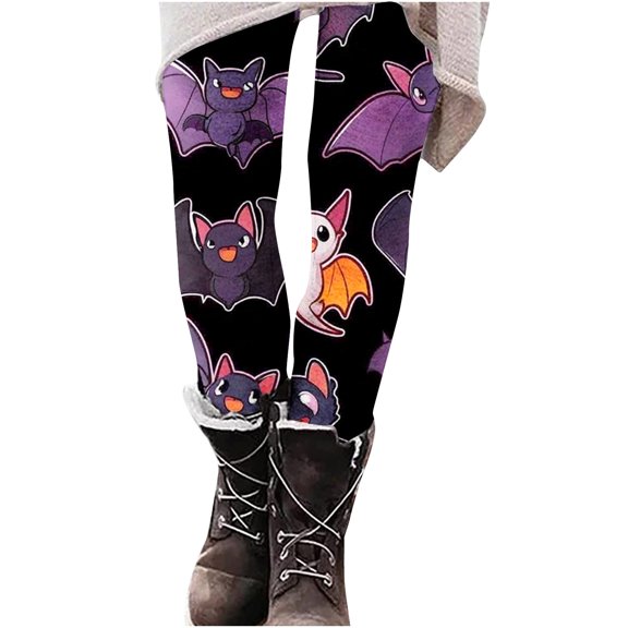 Byworldtasic Legging Pants for Women Halloween Printed Casual Holiday Tights Elastic Waist Workout Soft Stretchy Yoga Pant
