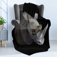 thumbnail image 4 of Animal Soft Flannel Fleece Blanket, Animal with an Angular Design on Dark Toned Background Abstract Illustration, Cozy Plush for Indoor and Outdoor Use, 50" x 70", Grey Charcoal Grey, by Ambesonne, 4 of 5