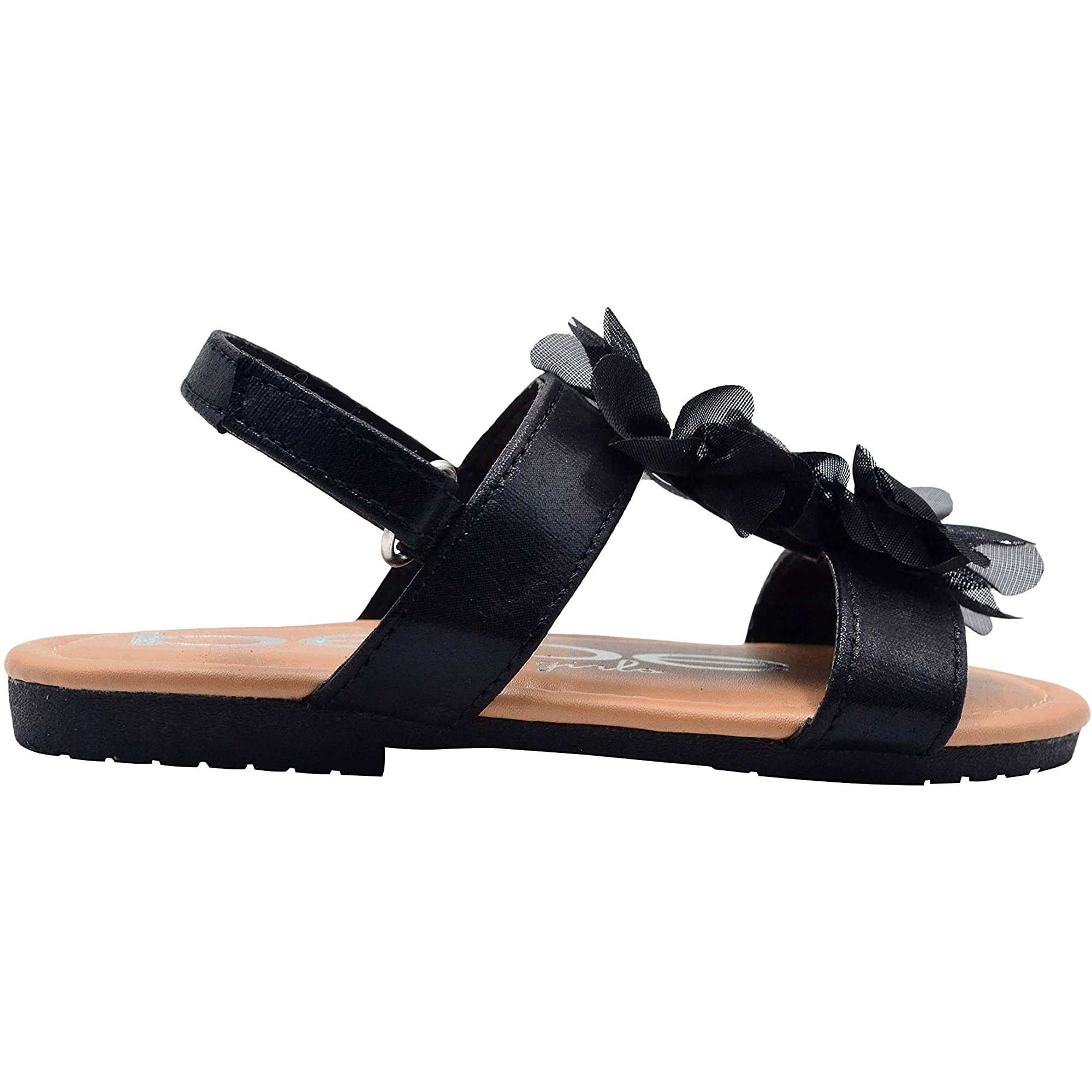 Bebe Toddler Girls Fashion Sandals Shimmer Flats With Chiffon Rhinestone Flowers Walmart Canada