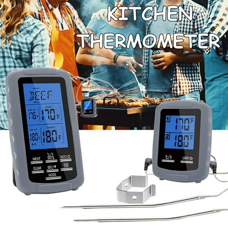 Wireless Digital BBQ Meat Thermometer, Remote Cooking Food Grill Thermometer with Dual Probes for Grilling, Upgraded Oven Smoker Thermometer Kitchen