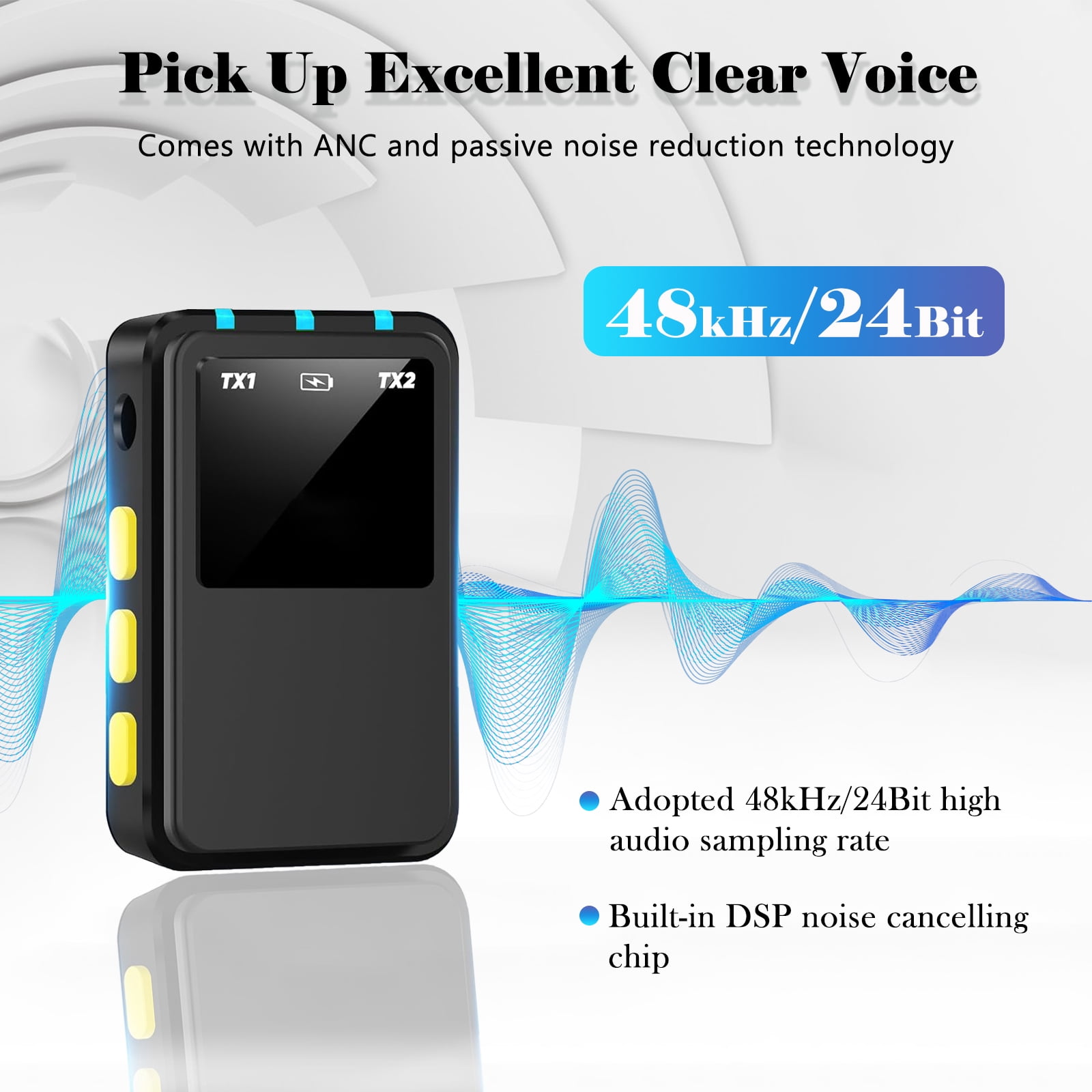 RONY Dual Wireless Lavalier Microphone Compatible with iPhone Android Camera, Mini Lapel Mic System with Charging Case for YouTube Vlog Live Streaming Video Recording
