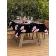 thumbnail image 2 of Outdoor Tablecloth with Umbrella Hole and Zipper, Valentine's Day Rectangle Table Cloth 60x84 Inch Waterproof Tablecloth, Pink Bows Shining Stars Modern Black Picnic Table Cover for Patio Camping, 2 of 7