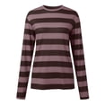 thumbnail image 6 of Basic T Shirts for Women Spring Summer Casual Tees Loose Long Sleeve Crewneck Striped Tops, 6 of 6