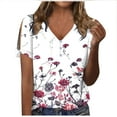 thumbnail image 2 of Teissuly Women Fashion Casual Shirts Short Sleeve Loose Tee Tops V Neck Blouse, 2 of 4