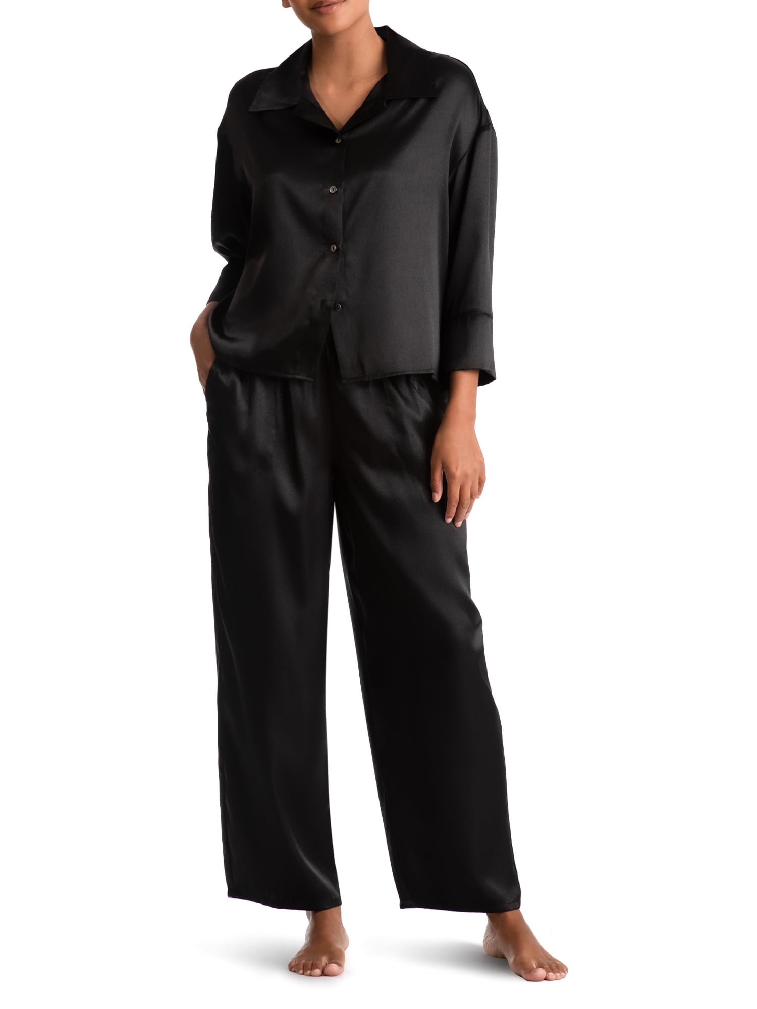 Joyspun Women s And Women s Plus Size Satin PJ Set 2 Piece Sizes Up 