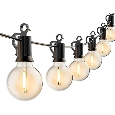Brightown Outdoor String Lights - Connectable Dimmable LED Patio String Lights with G40 Globe Plastic Bulbs, All Weatherproof Hanging Lights for Outside Backyard Porch (50 ft - 25 LED Bulbs)