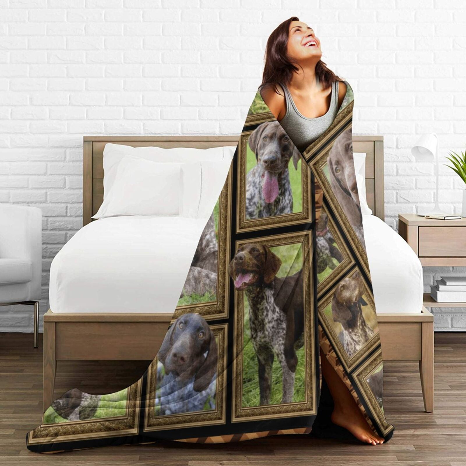 Wijzvio German Shorthaired Pointer Dog Throw Blanket Soft Fuzzy Fleece Blanket For Couch Bed Living Room Decoration 50"X40"