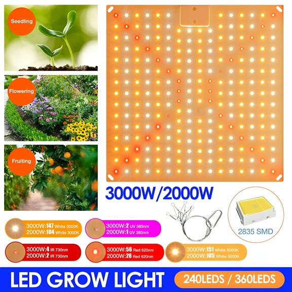 HIBIBUD LED Grow Light Full Spectrum 2000W/3000W Plant Growth Light for Indoor Veg Bloom