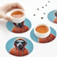 thumbnail image 3 of KLL Drink Coasters Set Round Shape of 4,PU Leather Absorbent Coasters Set Decorative Coffee Cup Coasters Housewarming Gift for Home Decor-Cool Dog In Hoodie, 3 of 5