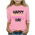 thumbnail image 2 of Spazoro Toddler Girls 3/4 Sleeve Shirts, Spring and Fall Casual Mother's Day Print Round Neck Fashionable Tops for Girls Pink Size 3-4T, 2 of 5