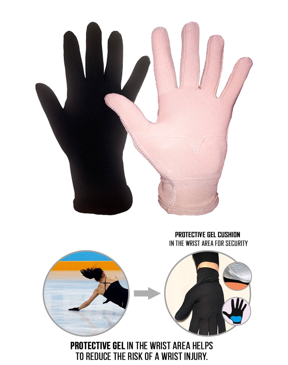 New Figure Skating 1111 Gripper Mini Gloves Black 