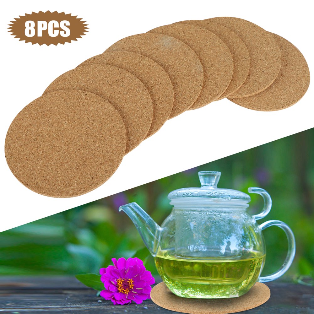 TSV 16/8Pcs Round Cork Coasters, Natural Cork Coasters, Absorbent Cork