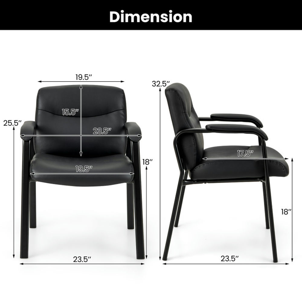 Demi Bonn Set of 2 Waiting Room Chair No Wheels, Work Computer Desk Chair for Home, Bedroom, Study, Black