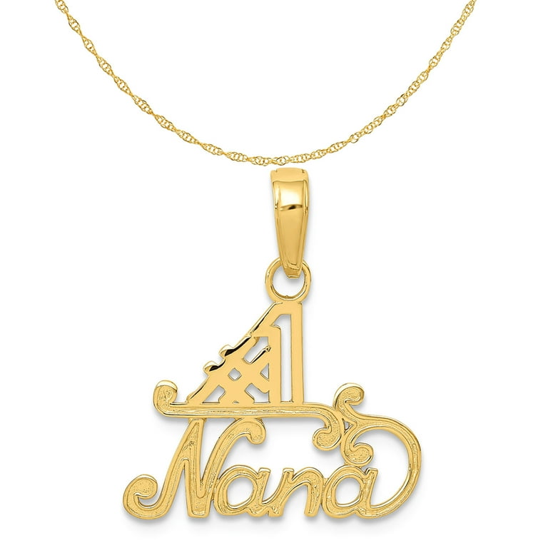 Carat in Karats 14K Yellow Gold 1 Nana Pendant Charm 20mm x 19mm