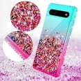thumbnail image 2 of SPYCASE for Google Pixel 6A Case Liquid Quicksand Glitter Cute Phone Case Clear Bling Diamond Shock Protective Cover for Girls Women - Teal/Pink, 2 of 5