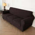 thumbnail image 4 of 1/2/3 Seate Sofa Covers Stretch Knitted Jacquard Sofa Cushion Slipcover For Living Room Furniture Protector With Individual Seat Cushion Covers, Dark Brown, 3 Seater Sofa Covers, 4 of 9