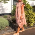 thumbnail image 5 of KaLI_store Womens Dresses Summer Dress for Women V-Neck Floral Flare Casual Loose Sundress Beach Dress Pink,S, 5 of 5