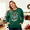 Green, variant on DEXIO Women Plus Size Merry Christmas Shirt Plaid Leopard Tree Shirt Oversized Xmas Casual Holiday Long Sleeve Tee Top, Red