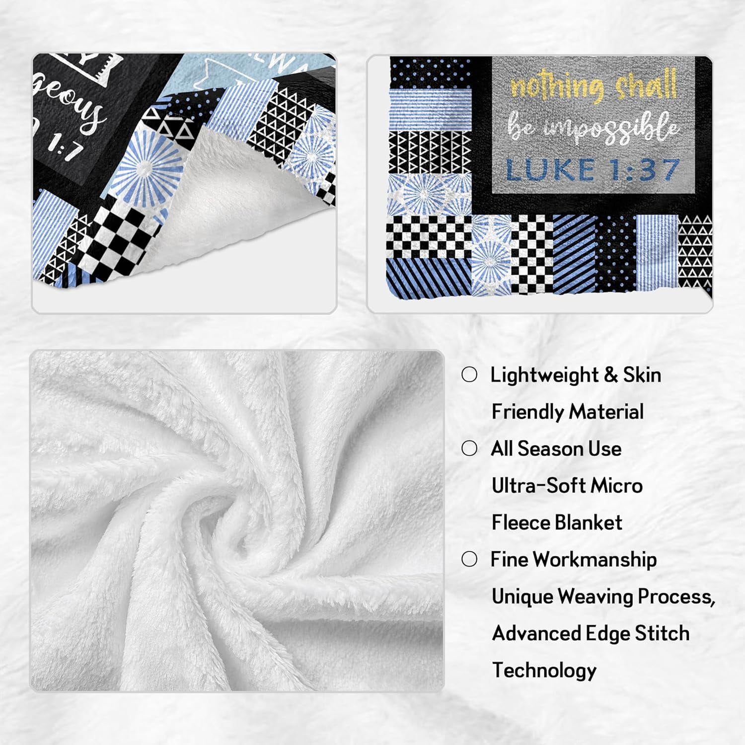 Christian Gifts for Men, Dad, Son, Brother, Him Blanket - Inspirational Religious Graduation/Birthday Gifts - Baptism Confirmation Gifts for Boys - Catholic Spiritual Gifts for Men