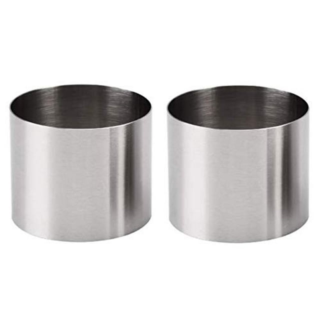 DNHCLL 2 Pcs Moule à Mousse Rond Sans Couture 5CM Diamètre 2 Pouces en Acier Inoxydable pour Gâteau Découpe de Biscuits