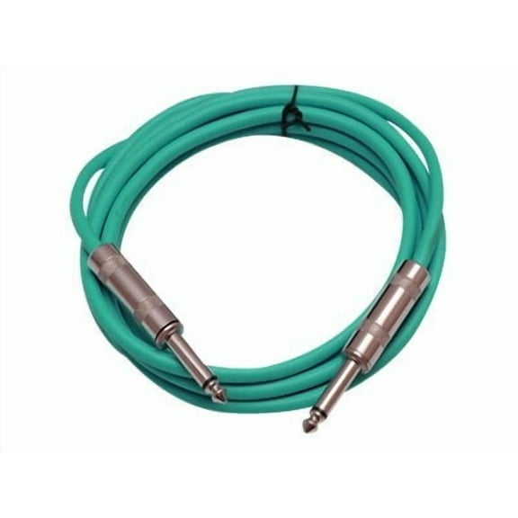 Seismic Audio - Green 1/4" TS 10' Patch Cable - Effects - Guitar - Instrument Green - SASTSX-10Green
