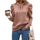 thumbnail image 3 of Sudadera con Capucha de Larga Abullonada y Cordón Ajustable para Mujer, Estilo Informal, para Otoño e Invierno Rosa M, 3 of 8