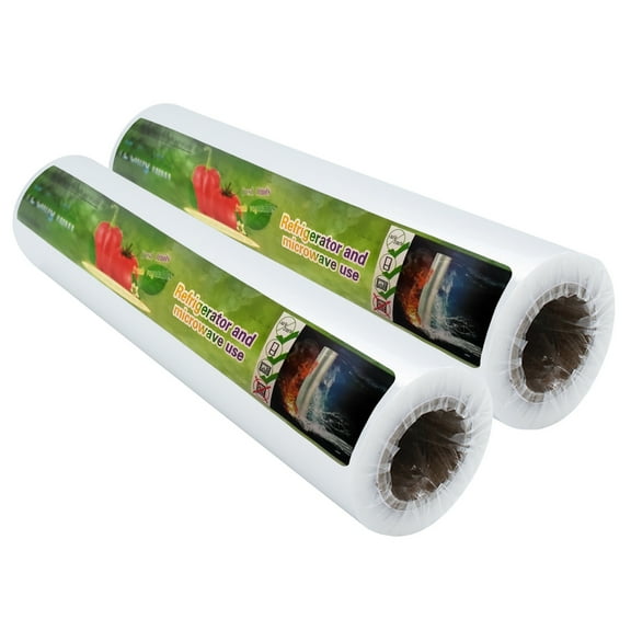 2 Pack Cling Film for Food 200m x 30cm, Storing Food Cling Film Refill Rolls-Kitchen Preparation Reusable Clingfilm