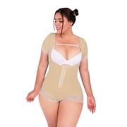 Moda King Peru Body Premium Short Sleeve Women's Waist Shaper, Black