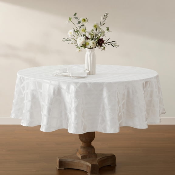 Lenox Laurel Leaf Tablecloth, White - 70"W x 70"L Round