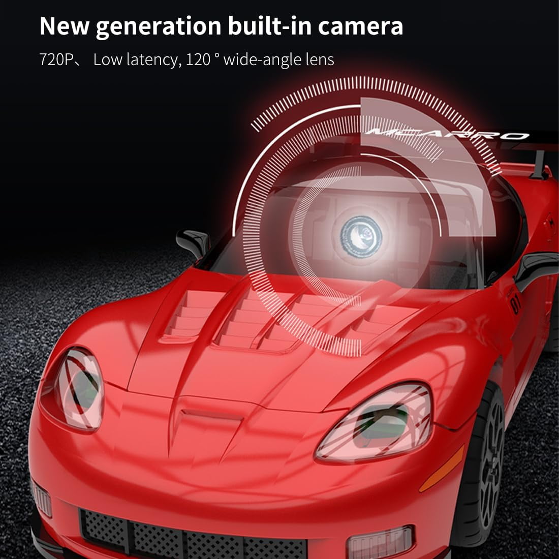 MC011 1/43 Scale RC Drift Car with Live Camera, 2.4G Smartphone Controlled FPV RC Racing Car with LED Lights, Immersive Wireless FPV Toy for Teens & Adults