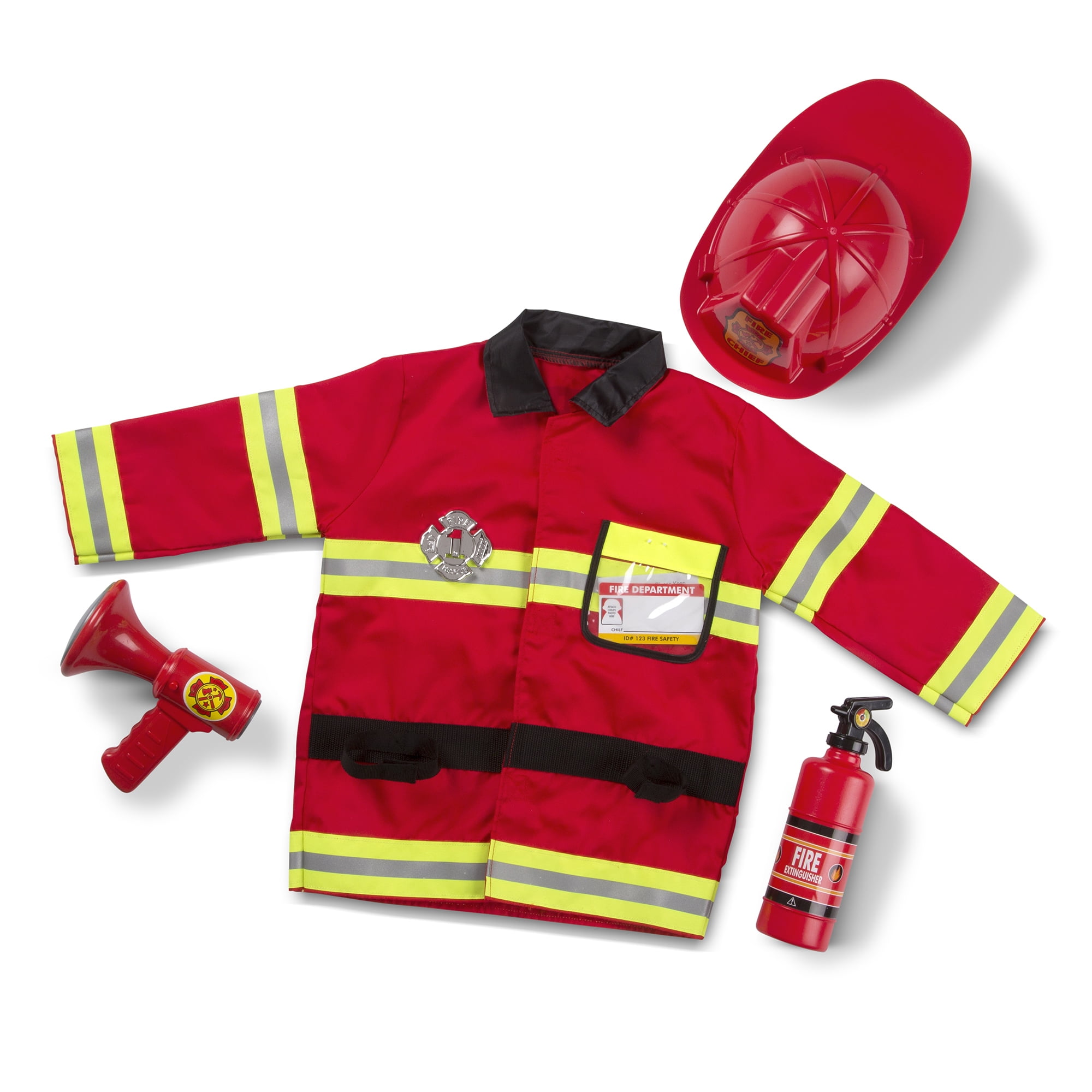 Unisex Boys Girls Firefighter Costume Child Jacket Pants Hat 3pcs Fireman Chief 