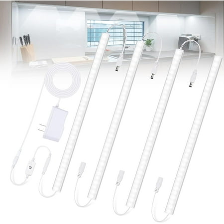 

Under Cabinet Lights Plug-In Cold White 6000K Dimmable Led Under Cabinet Lighting 4Pcs 12 Inch Under Counter Lights For Kitchen With Memory Function Led Light Bar For Closet Pantry Workbench