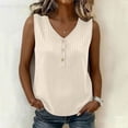 thumbnail image 7 of Hfnxid Womens Tank Top Striped Sleeveless Satin Tops Button Up V Neck Shirt Fashion Slim Work Business Shirts Khaki L, 7 of 7