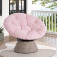 thumbnail image 5 of Dovov 360 Swivel Papasan Chair with Fabric Cushion, Comfy Papasan Accent Chair Oversized Metal Frame Round Lounge Chair, Pink, 5 of 10
