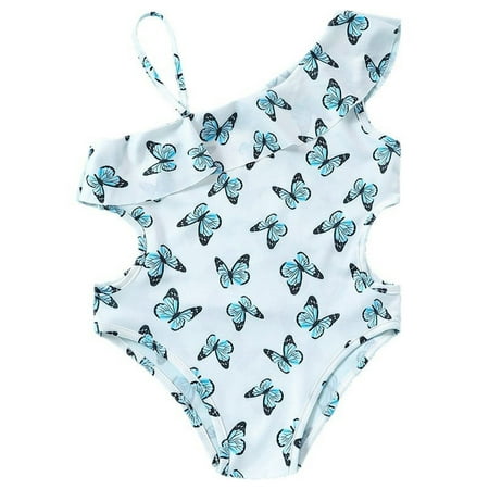 Girls One-Piece Swimsuits Cute Bathing Suit Print Bikini Stylish Beach Girls  Swimwear Swim Suit White Size 7-8 Years
