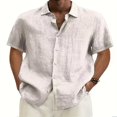 thumbnail image 1 of Men‘s Linen Casual Short Sleeve Shirts Button Down Summer Beach Shirt，M Light Blue, 1 of 5