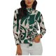 thumbnail image 1 of Camisa de manga larga con cinturón de cuello alto estampado ajustado para mujer Tops/camisas de cuello alto de manga larga Pompotops  FGAJ22168, 1 of 1