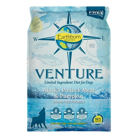 UPC: 0034846570007 | Earthborn Holistic Venture Grain-Free Limited Ingredients Alaska Pollock & Pumpkin Dry Dog Food  25 lb