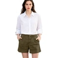 thumbnail image 2 of Women's Pleated Cotton Linen Shorts, High Rise Casual Summer Shorts with Rear Pockets, Soft Breathable Tailored Bottoms, 2 of 7