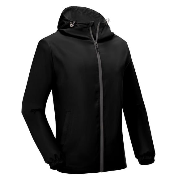 Little Donkey Andy Men’s Lightweight Breathable Hooded Windbreaker Golf Jacket Windproof UPF50 for Running Travel Hiking Black Size S