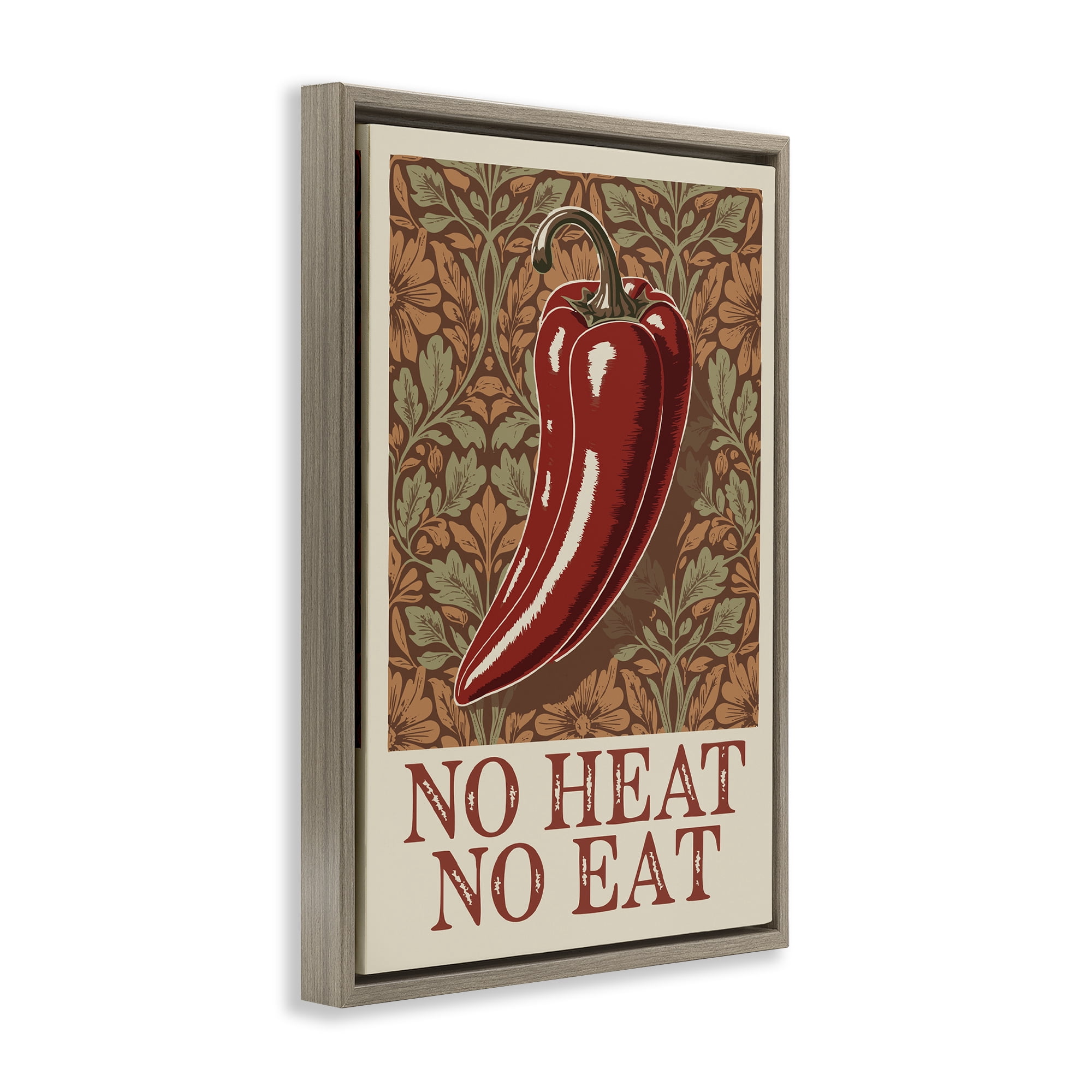Stupell Industries No Heat or Eat Pepper Brown Framed Floater Canvas Wall Art, design by Andreas Magnusson
