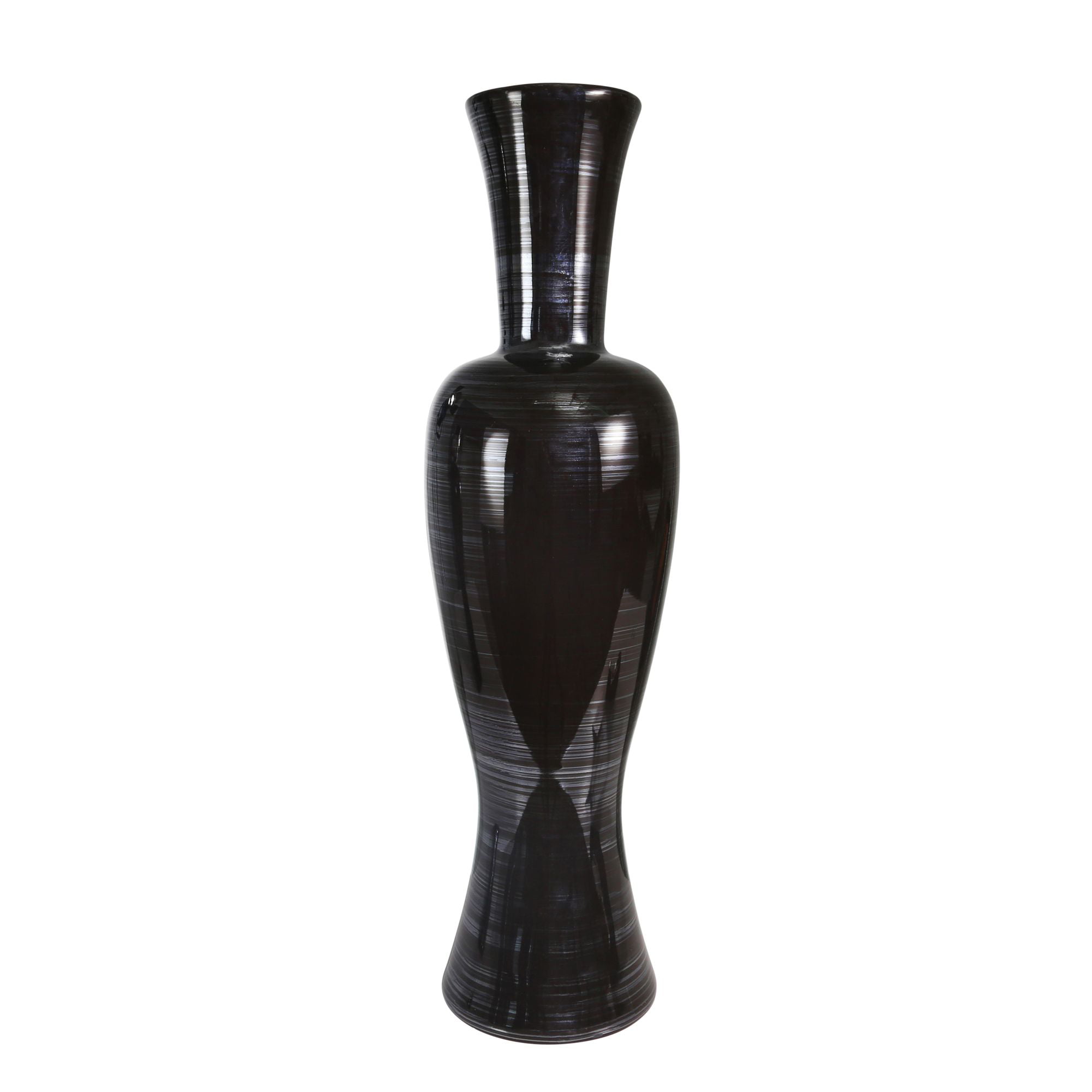 White Bud Flower Vase Ceramic High Glazed Unique Design Black 