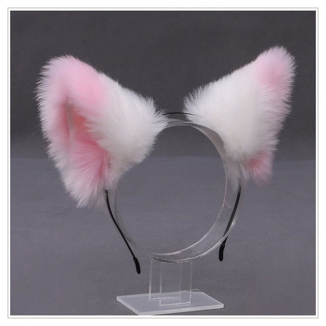 Diadema con orejas de gato de animales peludos, tocado de gato, fiesta de disfraces de Halloween, suave, color 19