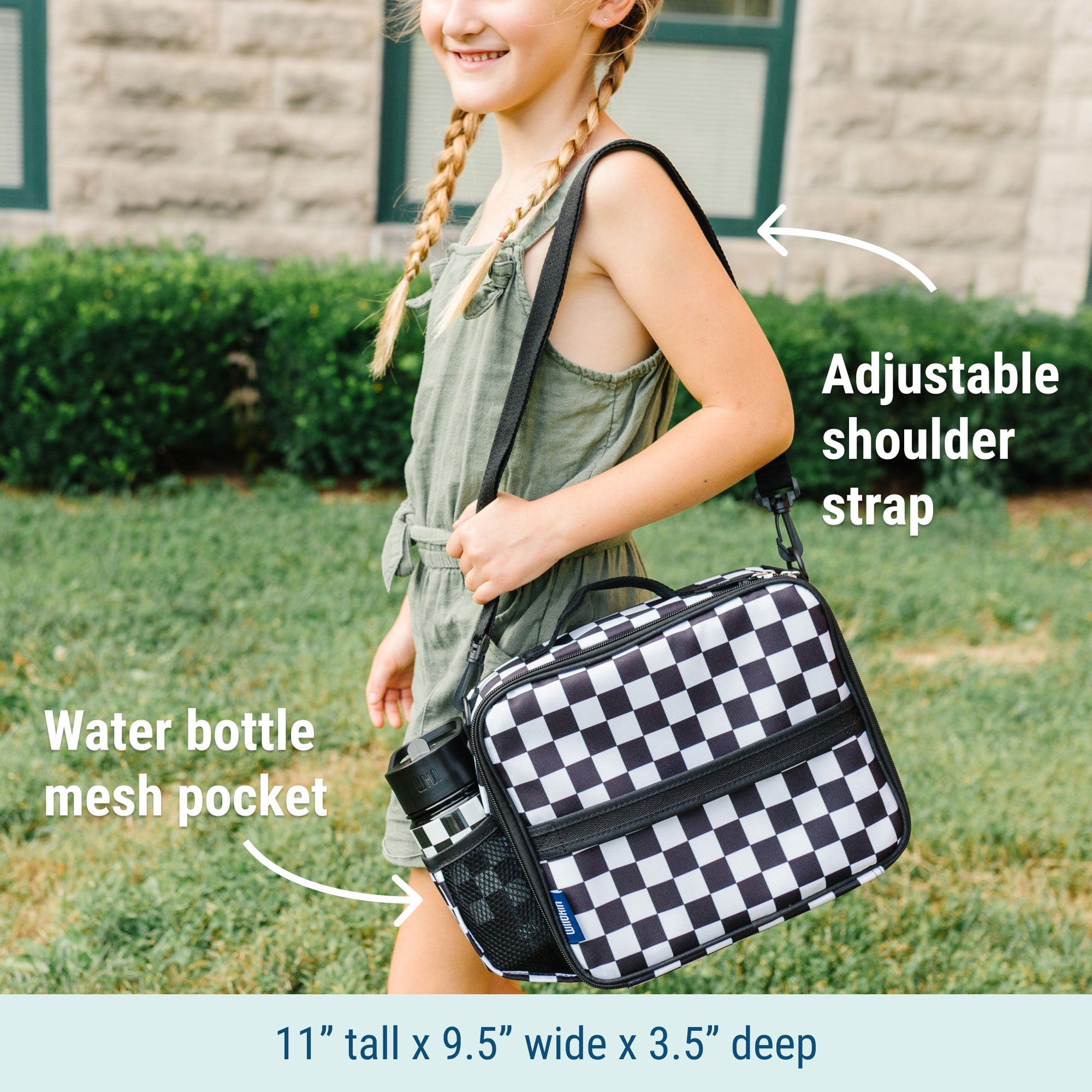Wildkin Kids Black and White Checkered Eco Lunch Box