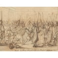 thumbnail image 2 of Marcellus Laroon the Younger 18x15 Gold Ornate Wood Frame and Double Matted Museum Art Print Titled - Night Walkers Brought Before a Justice of the Peace (ca. 1740), 2 of 4
