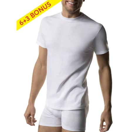 Hanes Men's Tagless ComfortSoft White Crewneck T-Shirts, 6 + 3 Bonus Pack