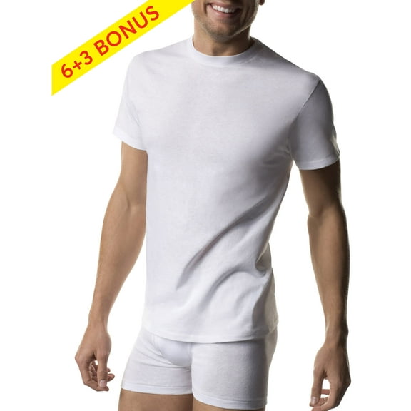 Hanes Men's Tagless ComfortSoft White Crewneck T-Shirts, 6 3 Bonus Pack